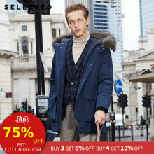 Load image into Gallery viewer, SELECTED Men's Winter Raccoon Fur Collar Down Jacket Warm Long Clothes Big Pockets Medium Style Coat S|418412535