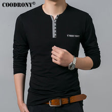 Load image into Gallery viewer, COODRONY Cotton T Shirt Men 2019 Spring Autumn New Long Sleeve T-Shirt Men Henry Collar Tee Shirt Men Fashion Casual Tops 7617