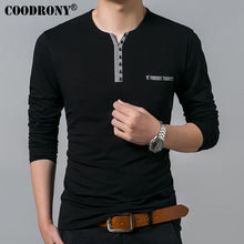 Load image into Gallery viewer, COODRONY Cotton T Shirt Men 2019 Spring Autumn New Long Sleeve T-Shirt Men Henry Collar Tee Shirt Men Fashion Casual Tops 7617