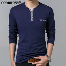 Load image into Gallery viewer, COODRONY Cotton T Shirt Men 2019 Spring Autumn New Long Sleeve T-Shirt Men Henry Collar Tee Shirt Men Fashion Casual Tops 7617