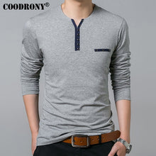 Load image into Gallery viewer, COODRONY Cotton T Shirt Men 2019 Spring Autumn New Long Sleeve T-Shirt Men Henry Collar Tee Shirt Men Fashion Casual Tops 7617